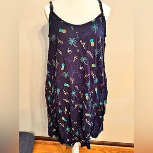 Tropical Print Spaghetti Strap Dress